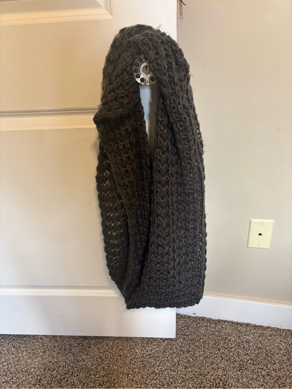 Chunky Knit Infinity Scarf in Dark Charcoal